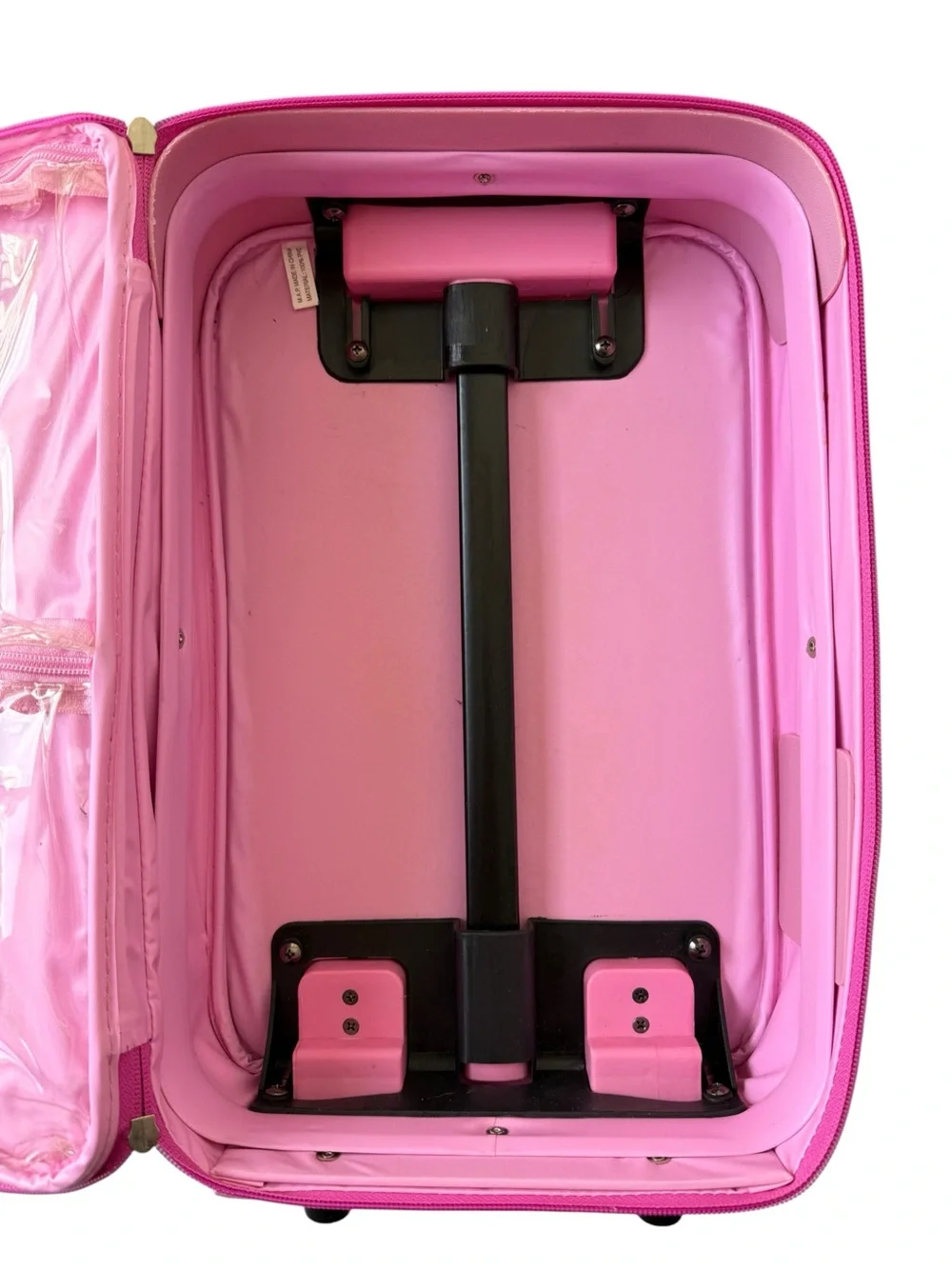 Vintage Y2K Kids Rolling Suitcase Pink Butterfly Flower PVC Carry On Travel Bag